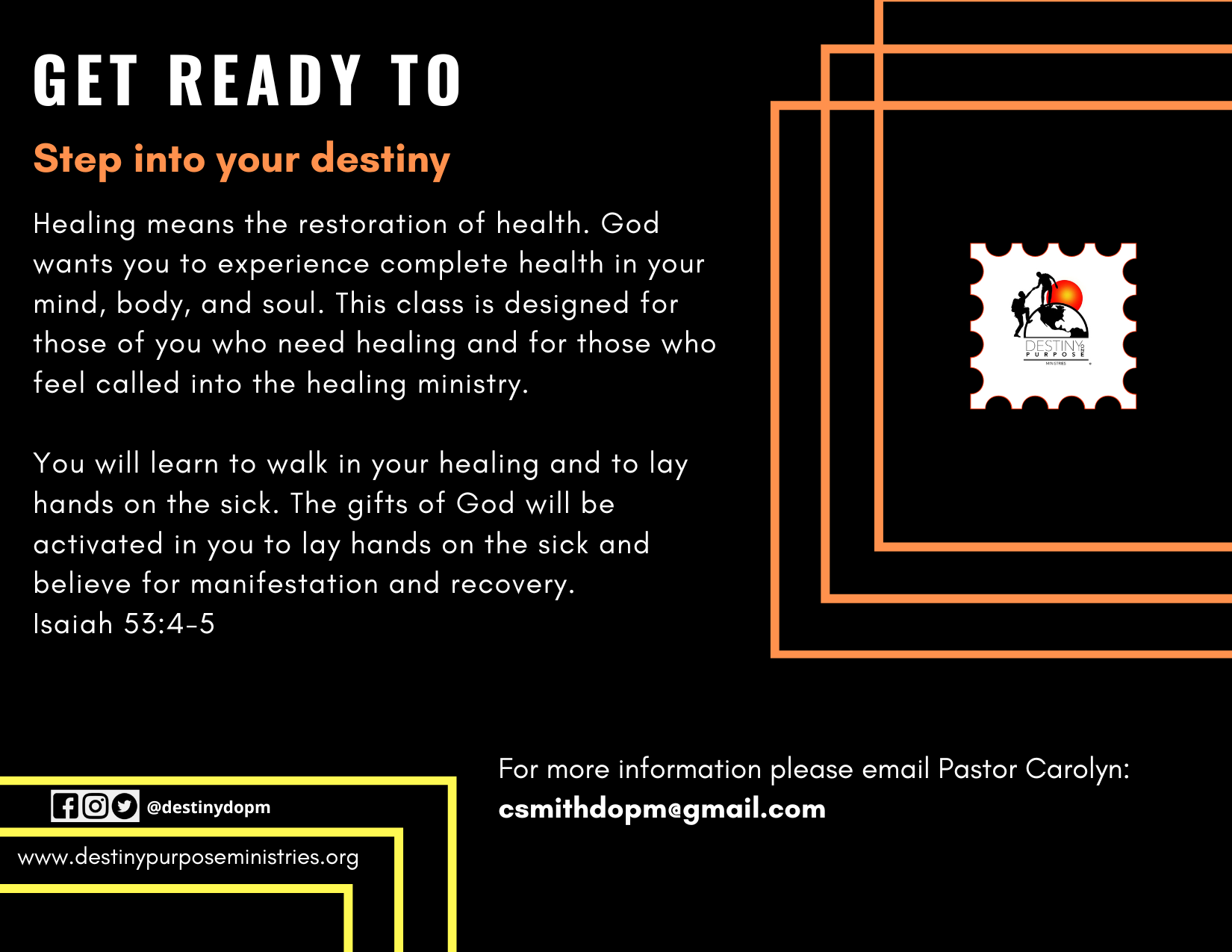 Healing Classes 2024 Destiny On Purpose Ministries